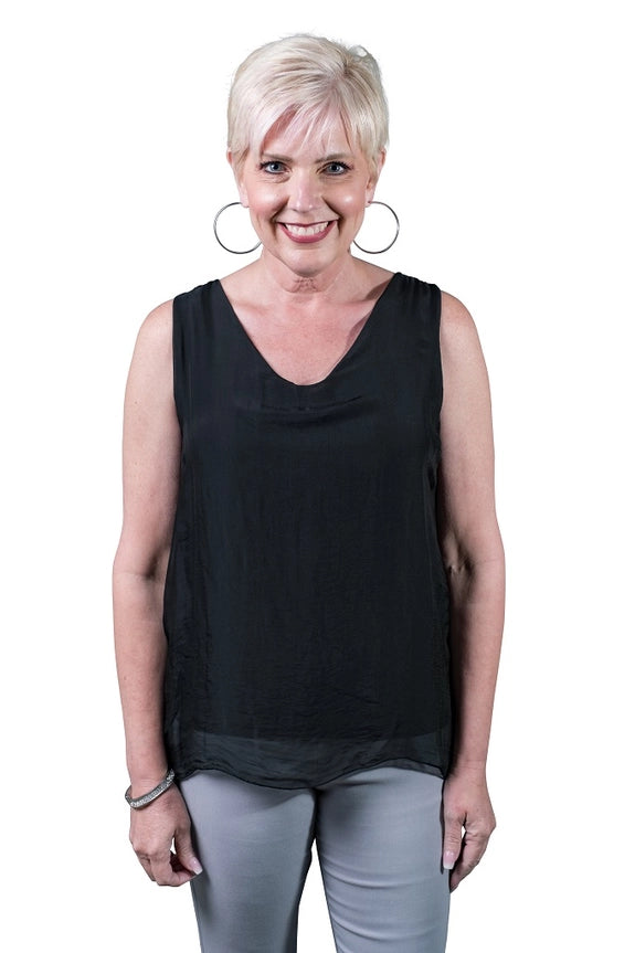 DINA SILK V-NECK TANK-ONE SIZE-TEES BY TINA