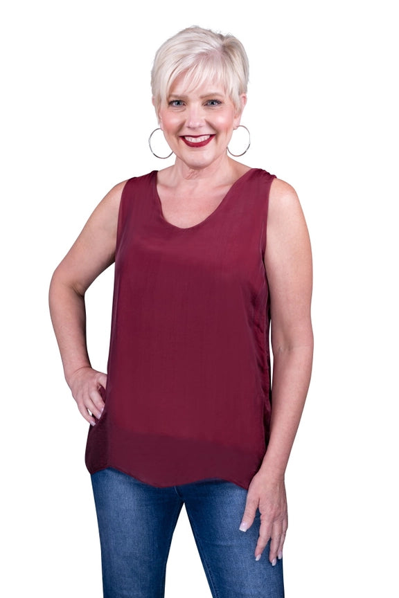 DINA SILK V-NECK TANK-ONE SIZE-TEES BY TINA