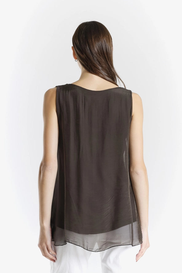 DINA SILK V-NECK TANK-ONE SIZE-TEES BY TINA