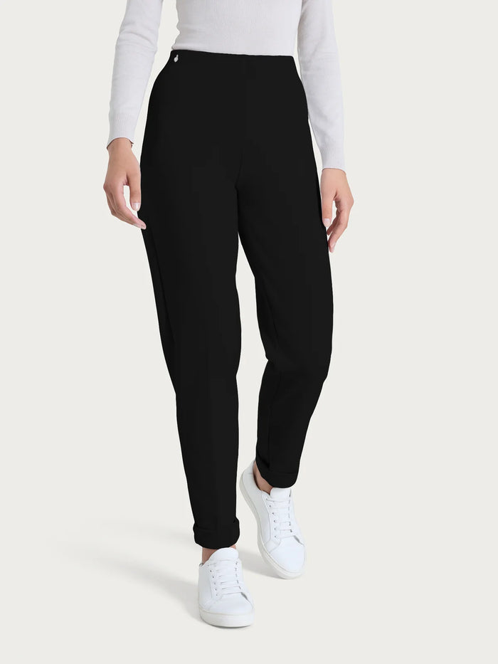 CIGARETTE STYLE PANT W/CASHMERE-BLACK-RAGNO