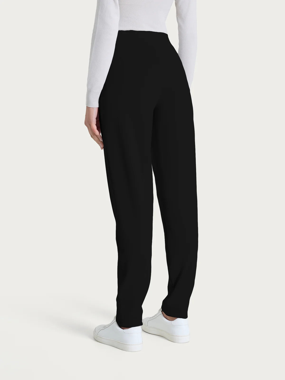 CIGARETTE STYLE PANT W/CASHMERE-BLACK-RAGNO