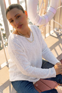 V-NECK SCRAMBLE KNIT 100% COTTON - AVALIN