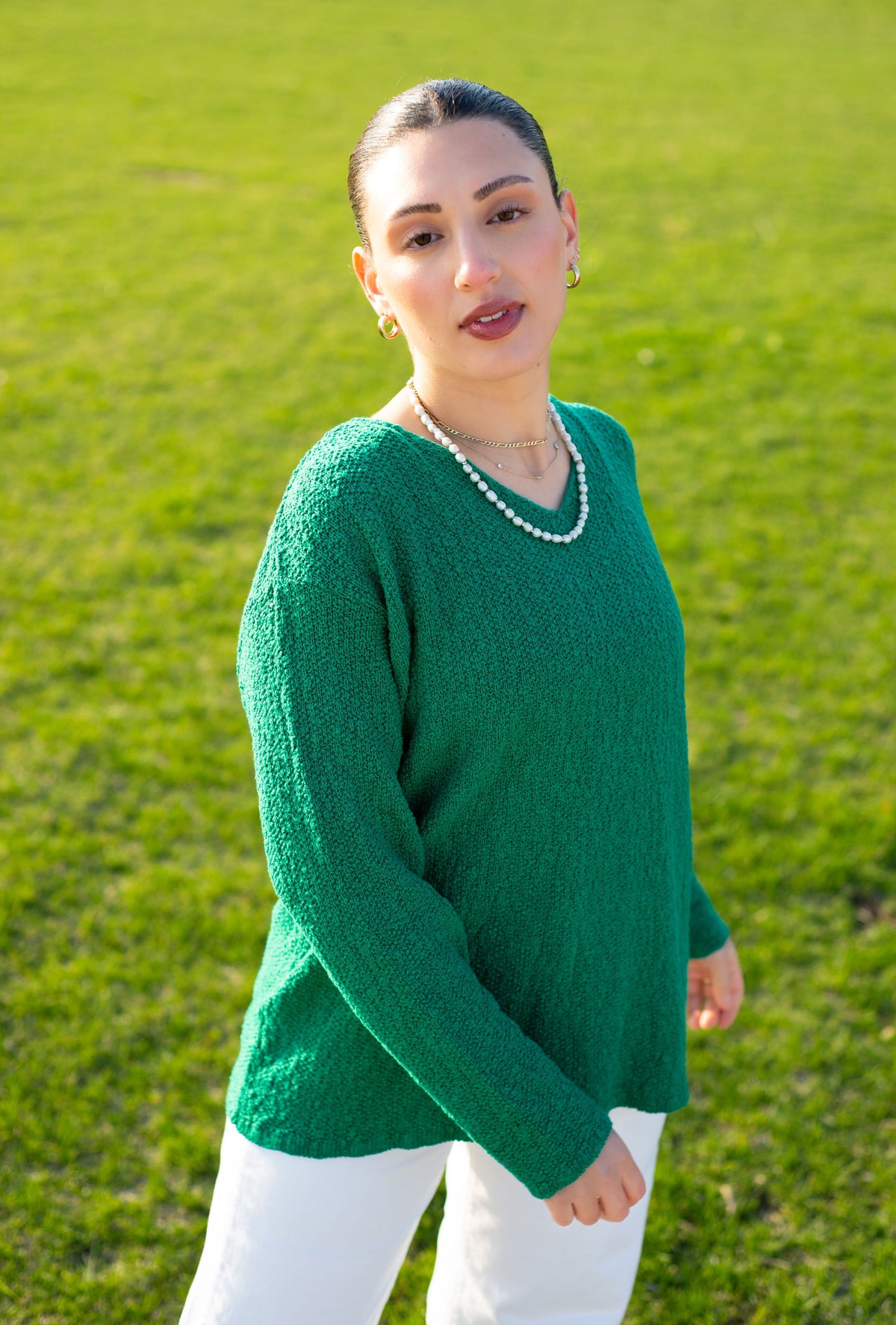 V-NECK SCRAMBLE KNIT 100% COTTON - AVALIN