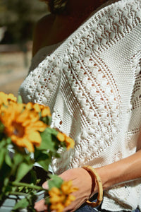 OPEN WEAVE V-NECK SWEATER-OFF WHITE-MOLLY BRACKEN