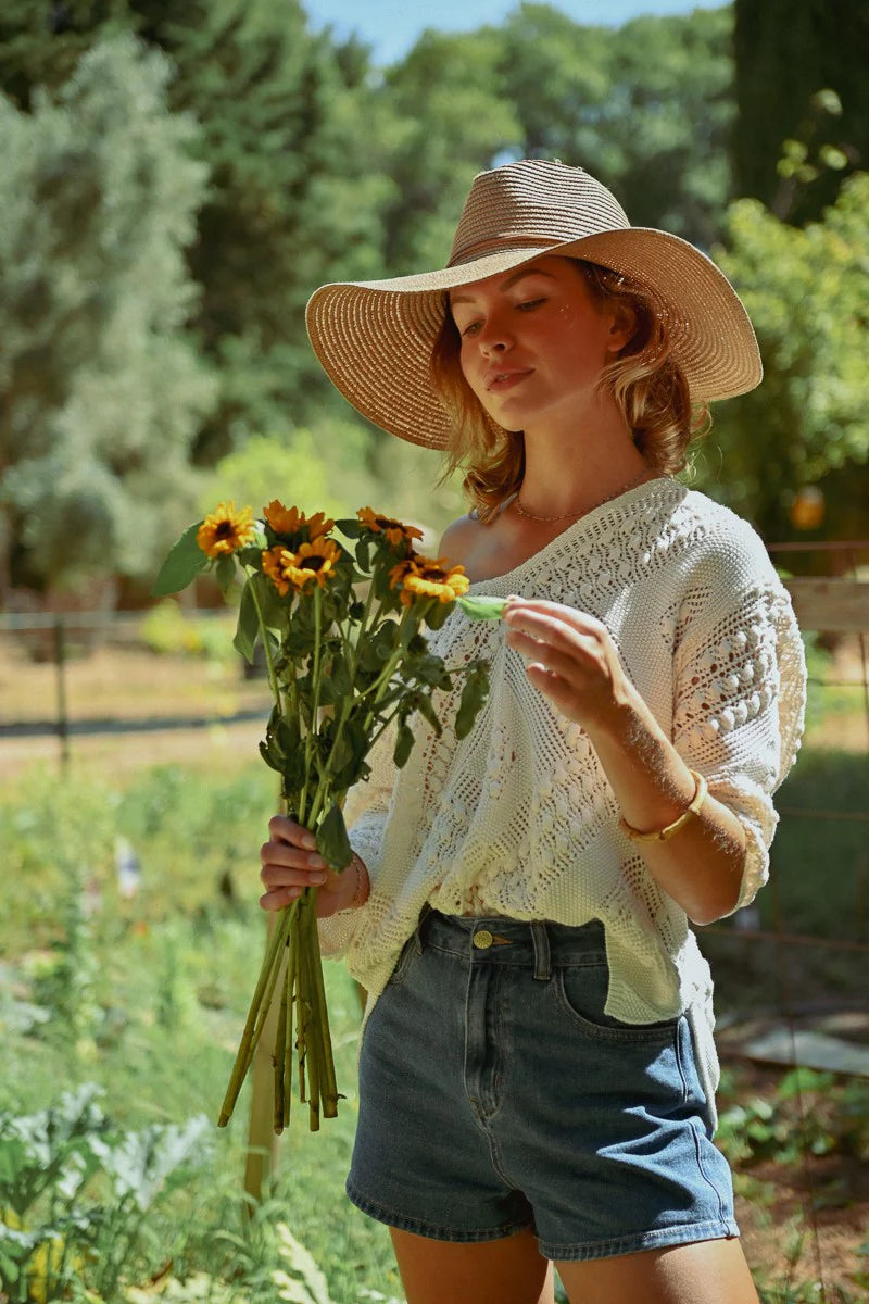 OPEN WEAVE V-NECK SWEATER-OFF WHITE-MOLLY BRACKEN