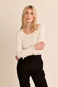 LACE COLLAR RIB KNIT SWEATER-CREAM-MOLLY BRACKEN