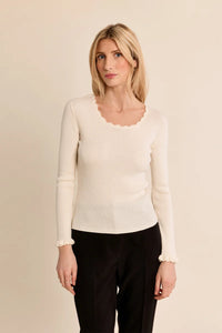 LACE COLLAR RIB KNIT SWEATER-CREAM-MOLLY BRACKEN