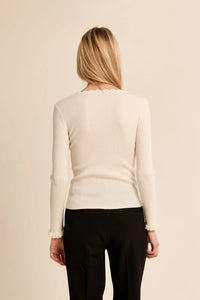 LACE COLLAR RIB KNIT SWEATER-CREAM-MOLLY BRACKEN