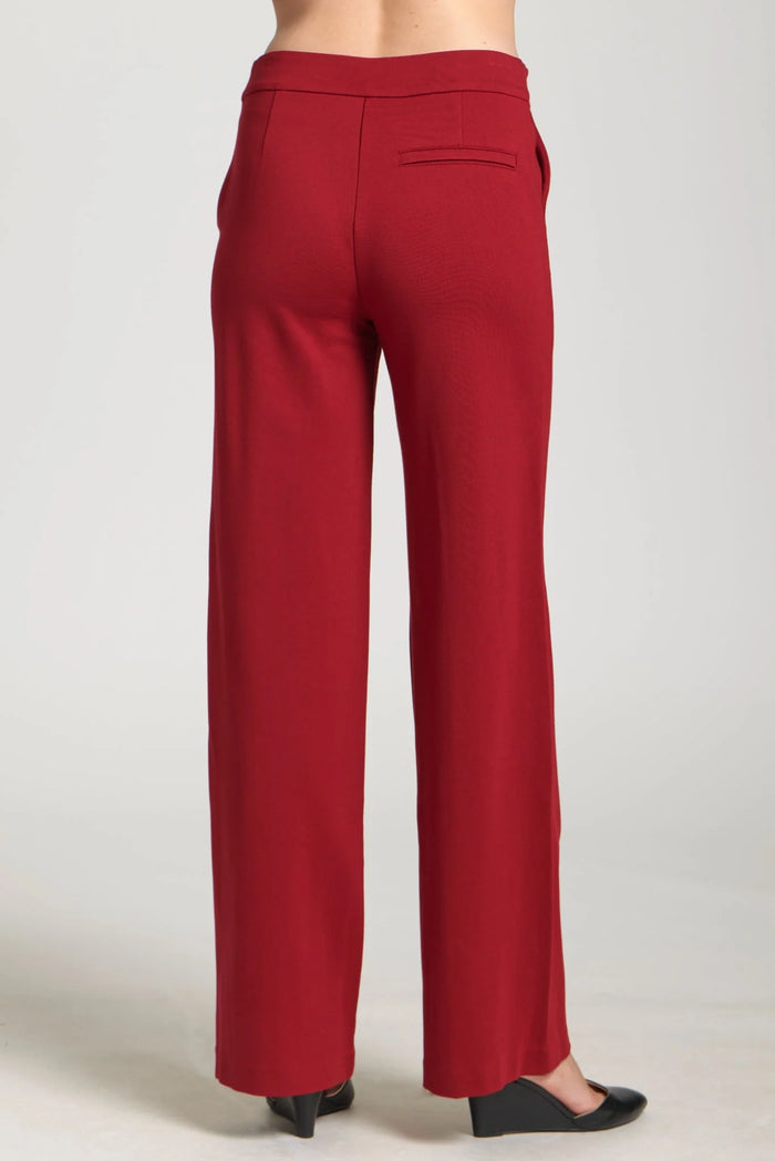 FRONT ZIP PANT WITH PIN TUCK-CHERRY-APNY