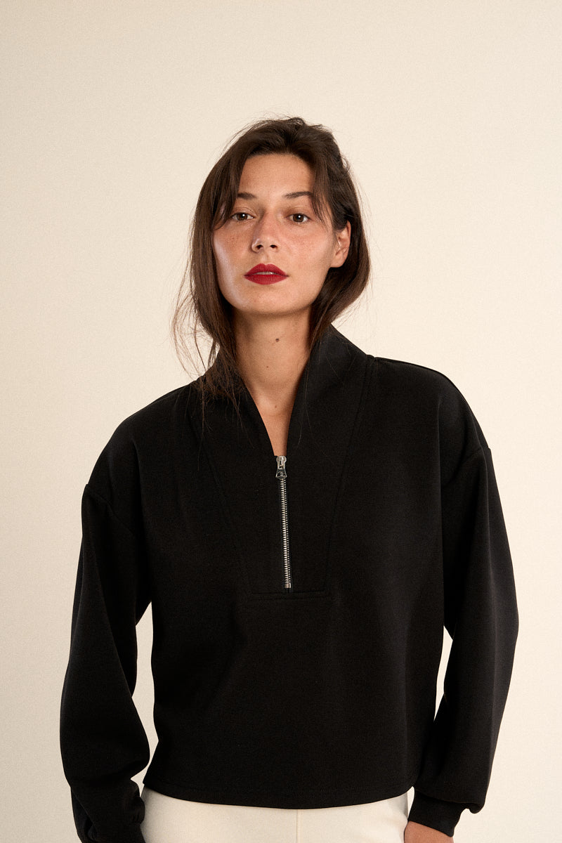 EDIE HALF SIP TOP-BLACK-GABRIELLE BY MOLLY BRACKEN