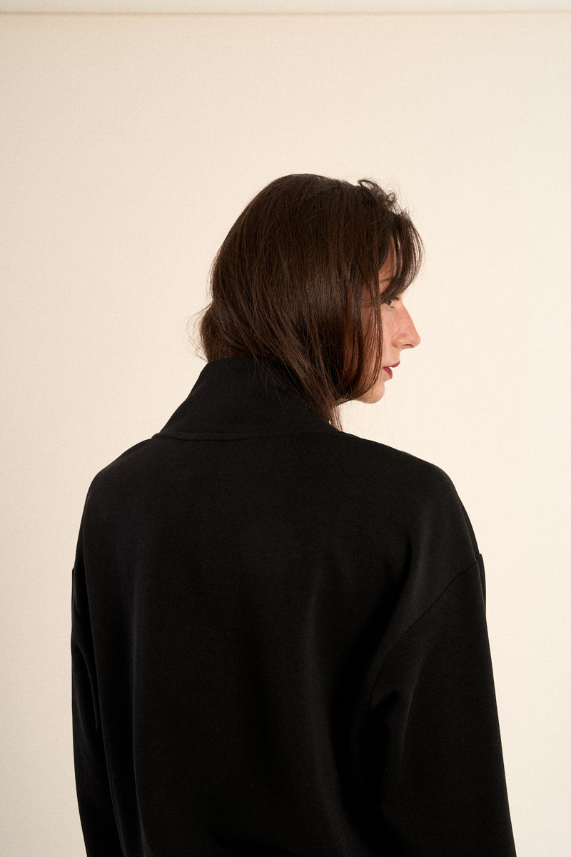 EDIE HALF SIP TOP-BLACK-GABRIELLE BY MOLLY BRACKEN