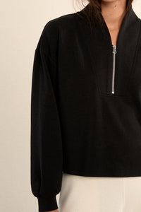 EDIE HALF SIP TOP-BLACK-GABRIELLE BY MOLLY BRACKEN