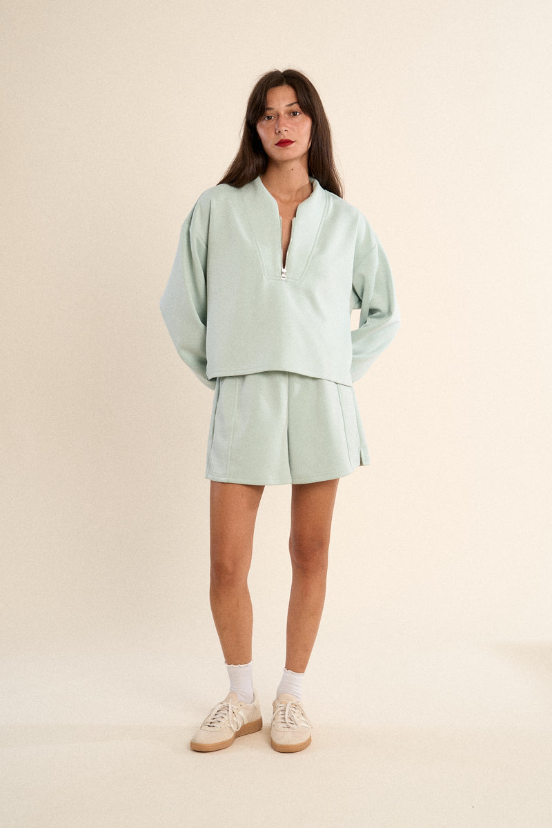 EDIE HALF SIP TOP-SAGE-GABRIELLE BY MOLLY BRACKEN