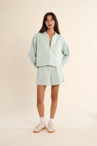 EDIE HALF SIP TOP-SAGE-GABRIELLE BY MOLLY BRACKEN