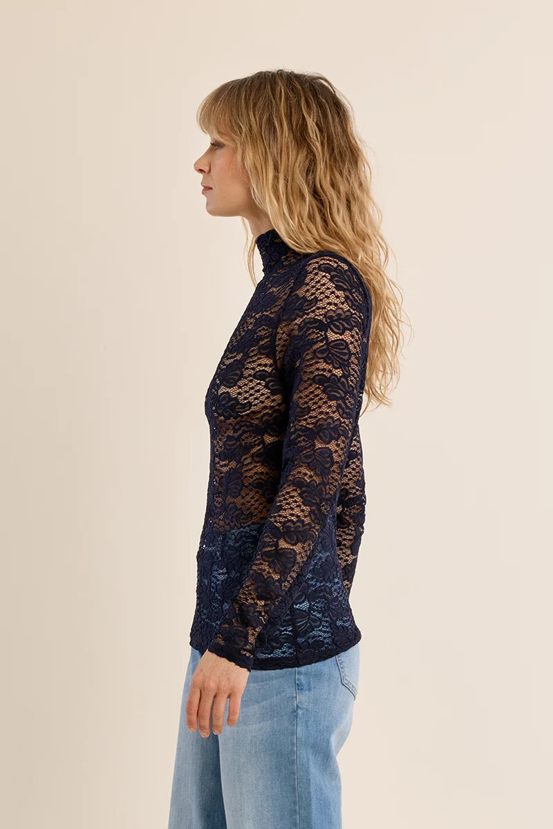 LACE UNDERSHIRT-NAVY BLUE-MOLLY BRACKEN