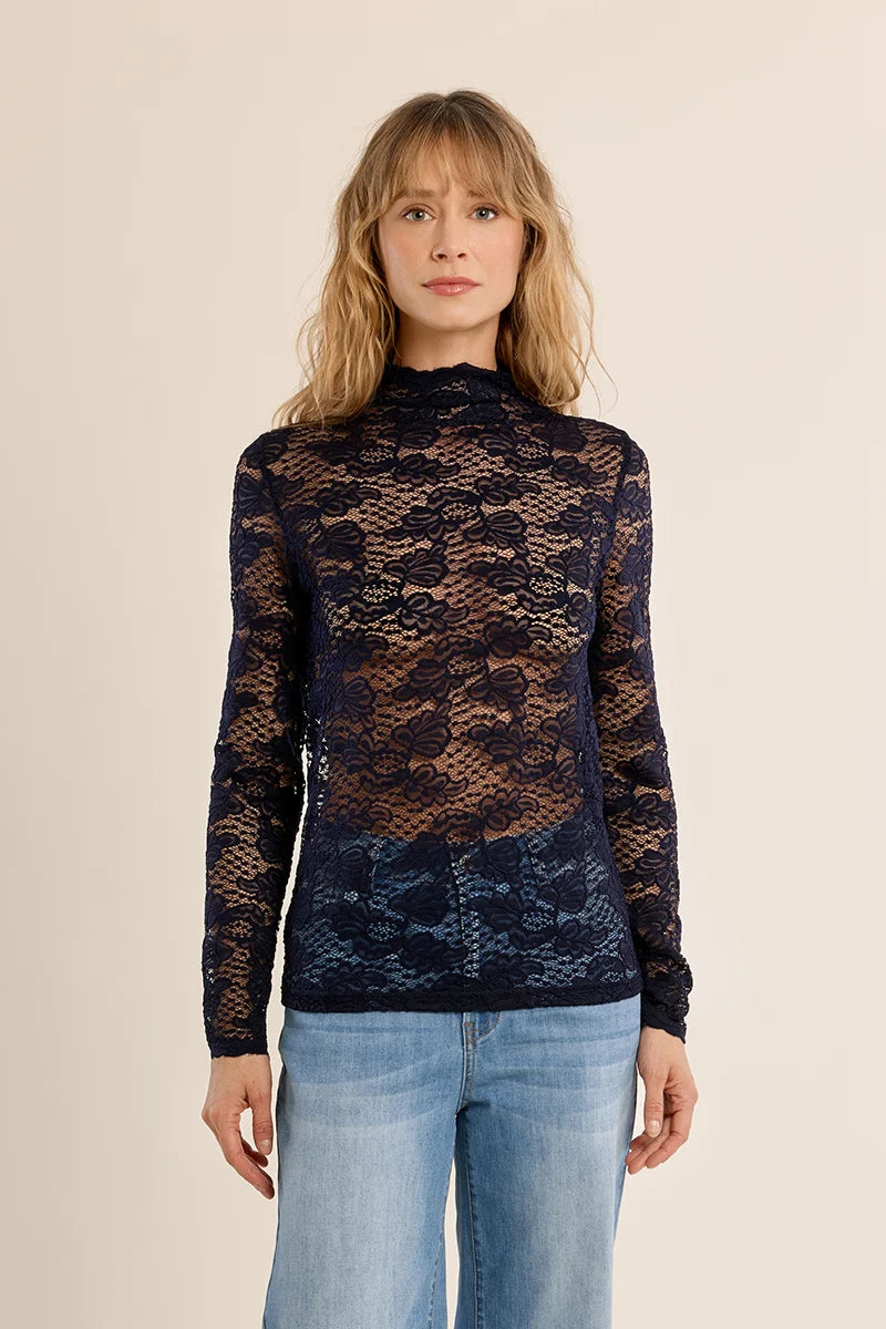 LACE UNDERSHIRT-NAVY BLUE-MOLLY BRACKEN