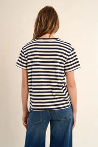STRIPE V-NECK TEE W/HEART DETAIL-MOLLY BRACKEN