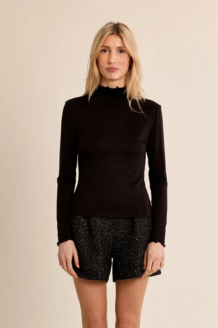 SCALLOPED COLLAR UNDERSHIRT-BLACK-MOLLY BRACKEN