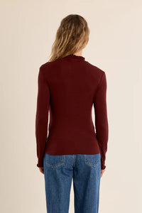SCALLOPED COLLAR UNDERSHIRT-DARK RED-MOLLY BRACKEN