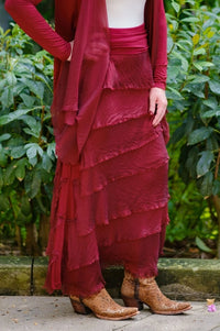 ELISA RUFFLE SILK SKIRT-ONE SIZE-TEES BY TINA