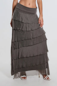 ELISA RUFFLE SILK SKIRT-ONE SIZE-TEES BY TINA