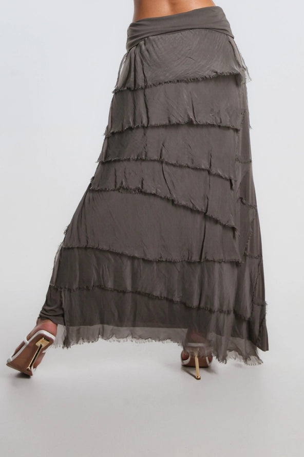 ELISA RUFFLE SILK SKIRT-ONE SIZE-TEES BY TINA
