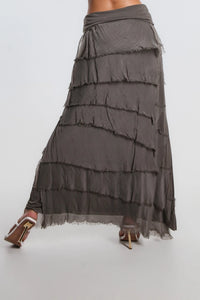 ELISA RUFFLE SILK SKIRT-ONE SIZE-TEES BY TINA