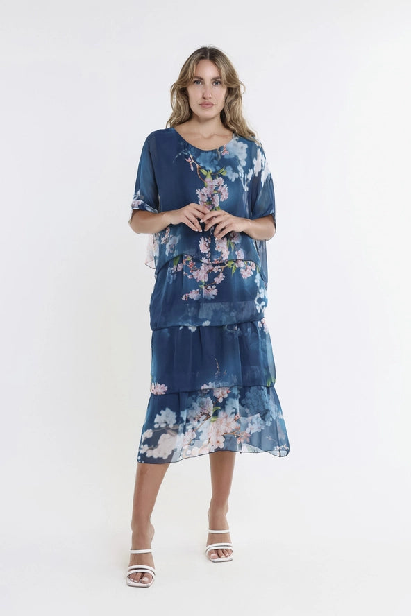 FLORAL AVA 3 TIER DRESS-ONE SIZE-TEES BY TINA