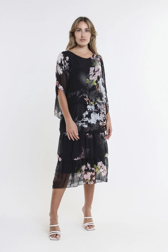 FLORAL AVA 3 TIER DRESS-ONE SIZE-TEES BY TINA