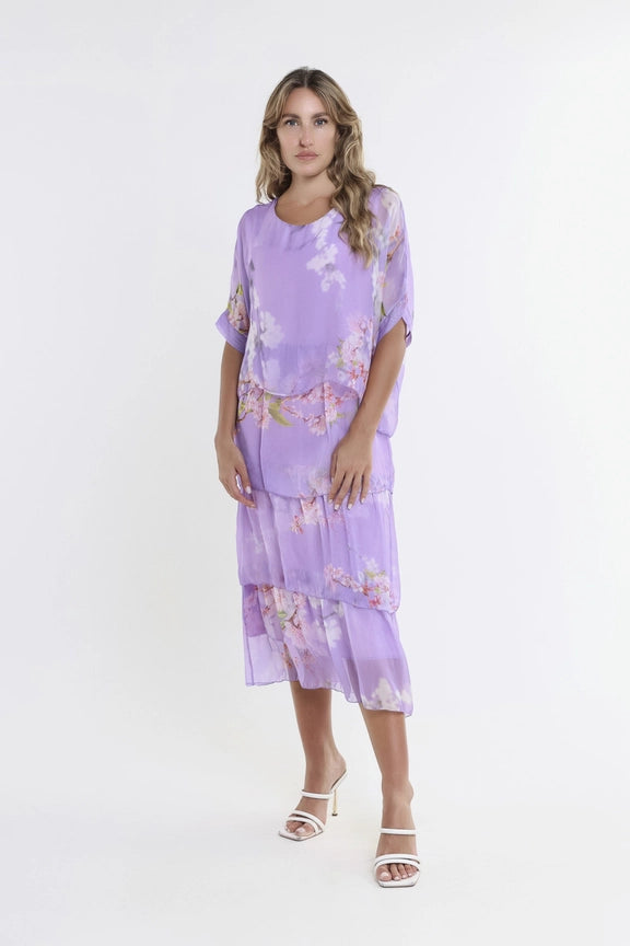 FLORAL AVA 3 TIER DRESS-ONE SIZE-TEES BY TINA