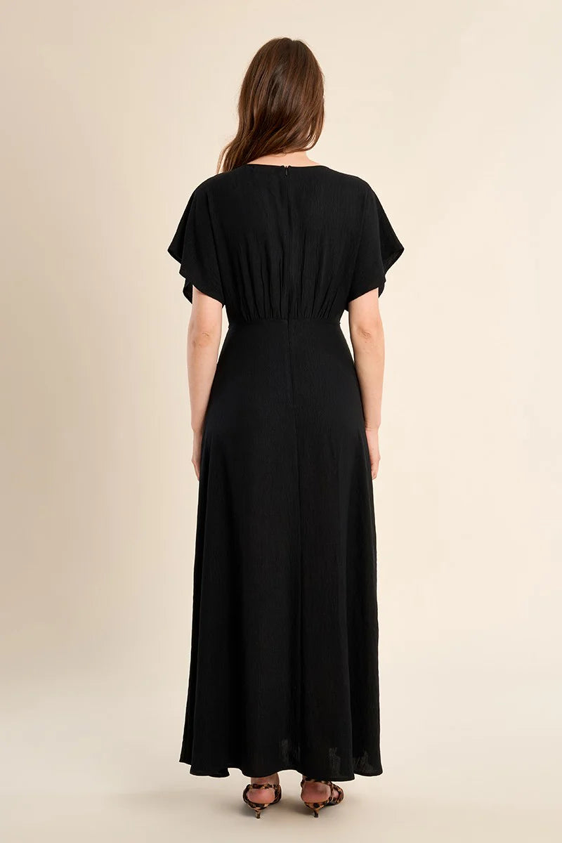 LONG V-NECK DRESS-BLACK-MOLLY BRACKEN