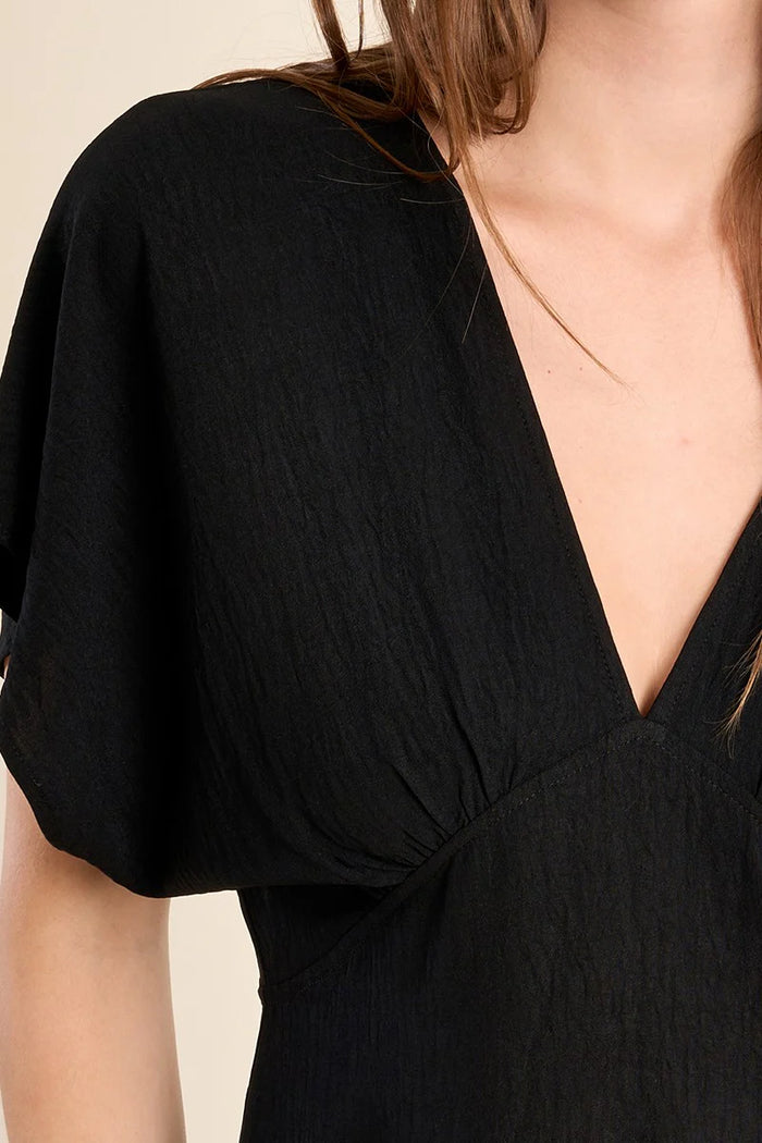 LONG V-NECK DRESS-BLACK-MOLLY BRACKEN
