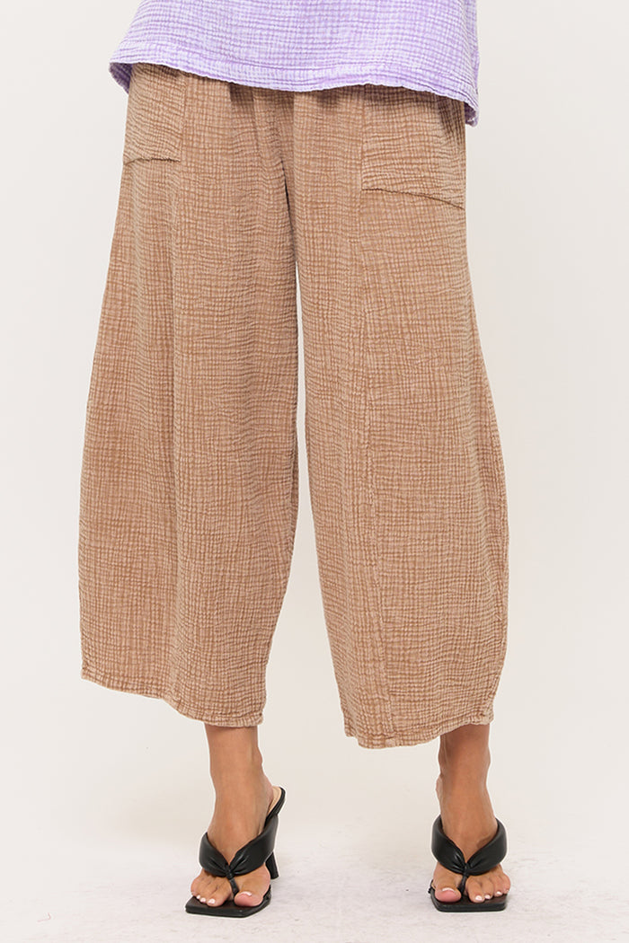 GAUZE BARREL PANT-MINERAL OAT-COTTON LANI