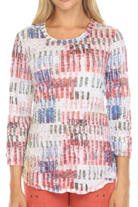 CANVAS PATCH ROUND NECK TOP-CARINE