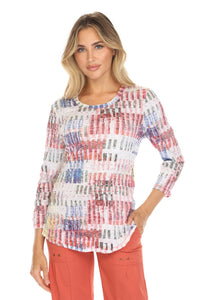 CANVAS PATCH ROUND NECK TOP-CARINE