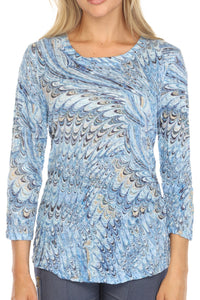 OCEAN SPLASH ROUND NECK TOP-CARINE