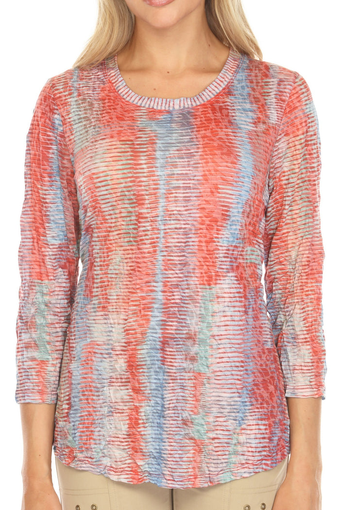 CORAL HAZE V-NECK TOP-CARINE