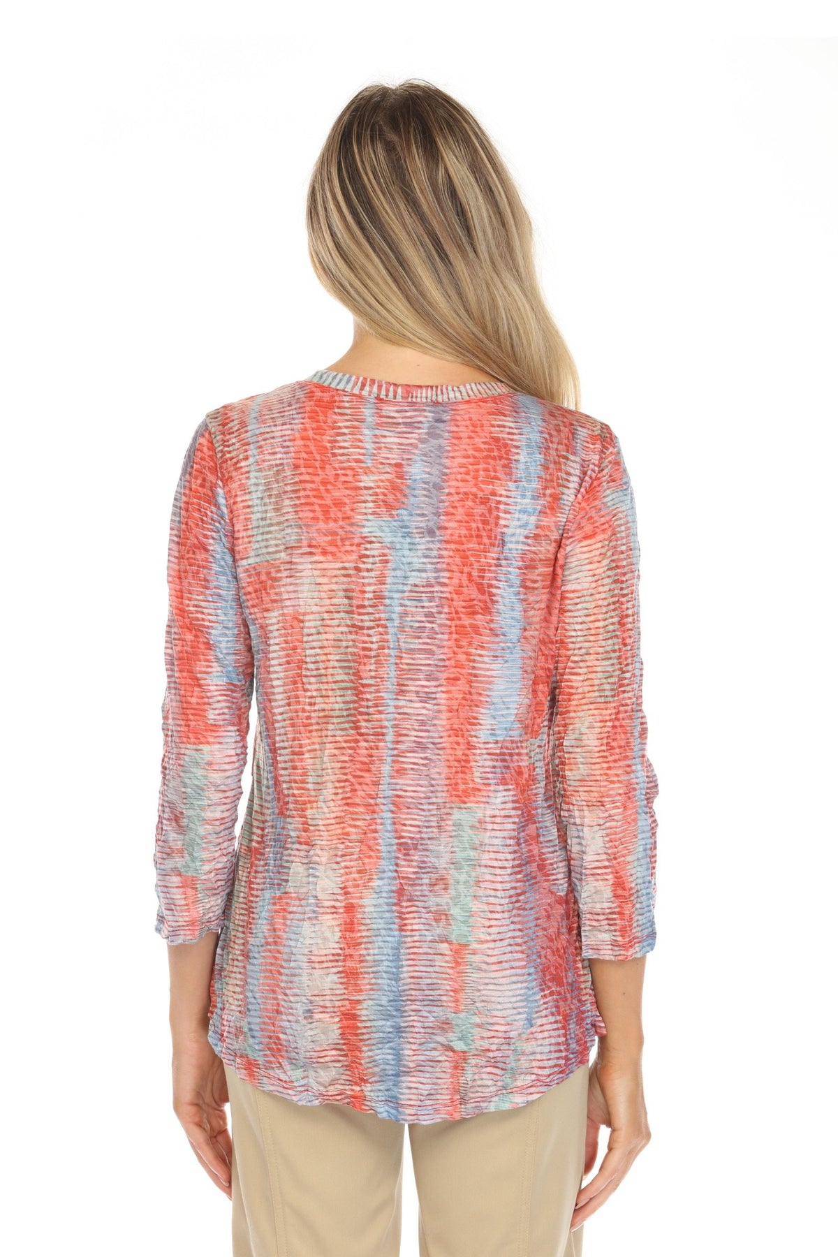 CORAL HAZE V-NECK TOP-CARINE
