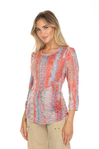 CORAL HAZE V-NECK TOP-CARINE