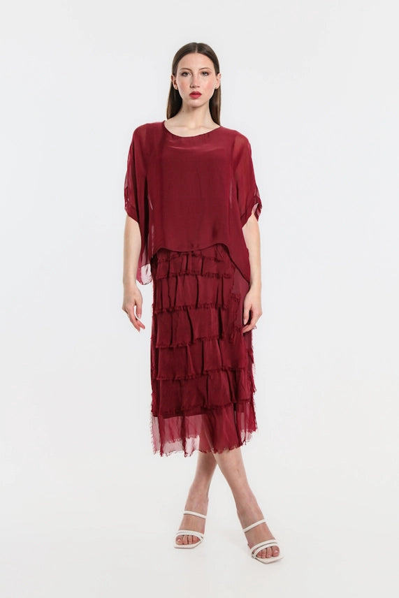 GAIL TIERED RUFFLE DRESS-ONE SIZE-TEES BY TINA
