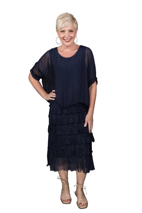 GAIL TIERED RUFFLE DRESS-ONE SIZE-TEES BY TINA