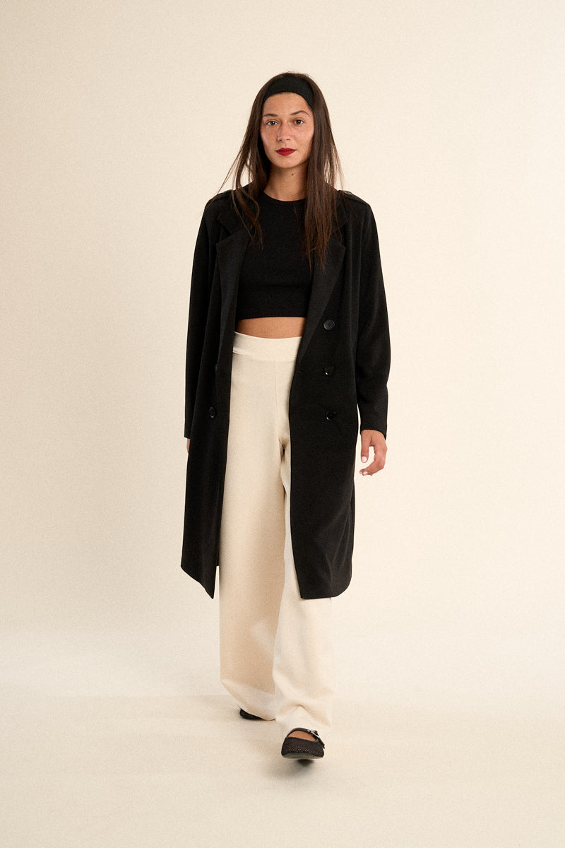 GEORGIA DOUBLE BREASTED TOPPER COAT-BLACK-GABRIELLE BY MOLLY BRACKEN