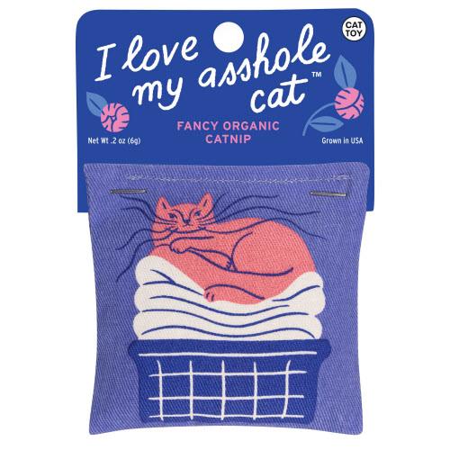 LOVE MY ASSHOLE CAT CATNIP TOY-BLUE Q