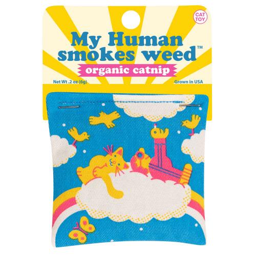 MY HUMAN SMOKES WEED CATNIP TOY-BLUE Q