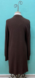 LONG KNIT CARDIGAN-CHOCOLATE-M MADE IN ITALY