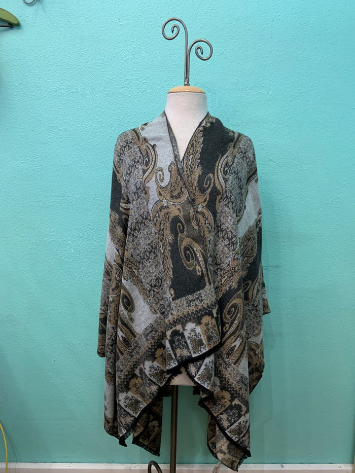 REVERSIBLE CASHMERE RUANA WRAP-RAPTI FASHIONS