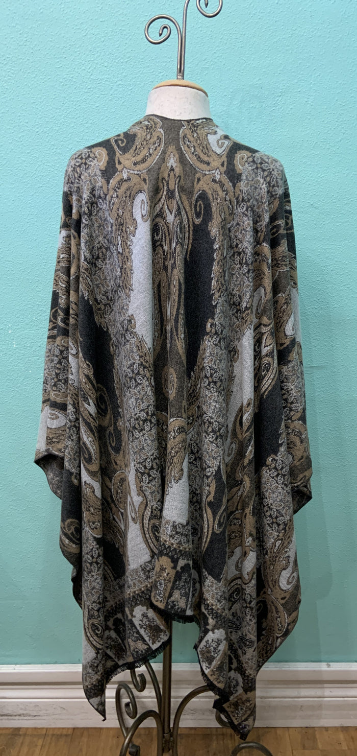 REVERSIBLE CASHMERE RUANA WRAP-RAPTI FASHIONS