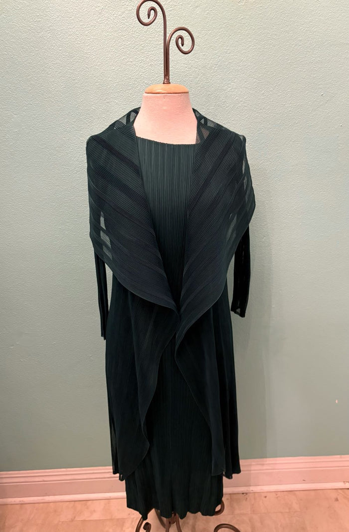 LONG DRESS W/ COLLAR JACKET 2-PIECE-HUNTER GREEN-JOURNEY