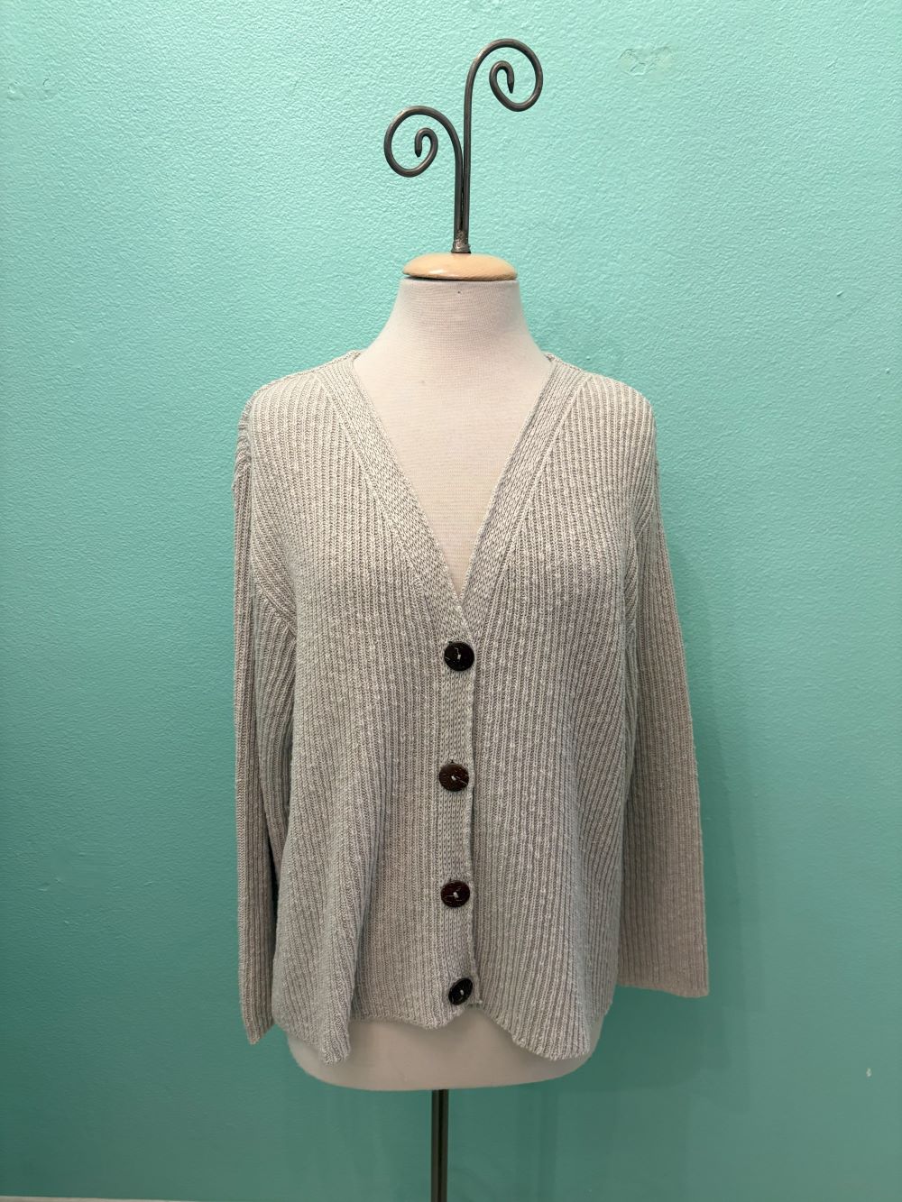 RIBBED 4 BUTTON CARDIGAN 100% COTTON-AVALIN