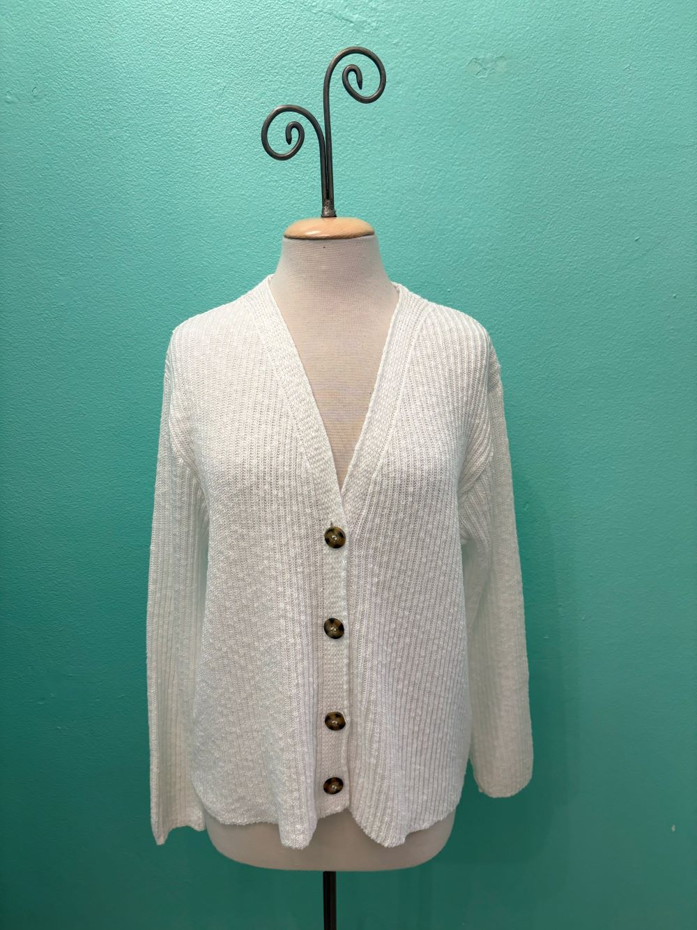 RIBBED 4 BUTTON CARDIGAN 100% COTTON-AVALIN